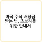 미국 주식 배당금 받는 법 알아보기
