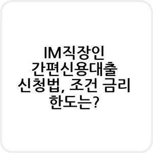 IM직장인 간편신용대출 알아보기