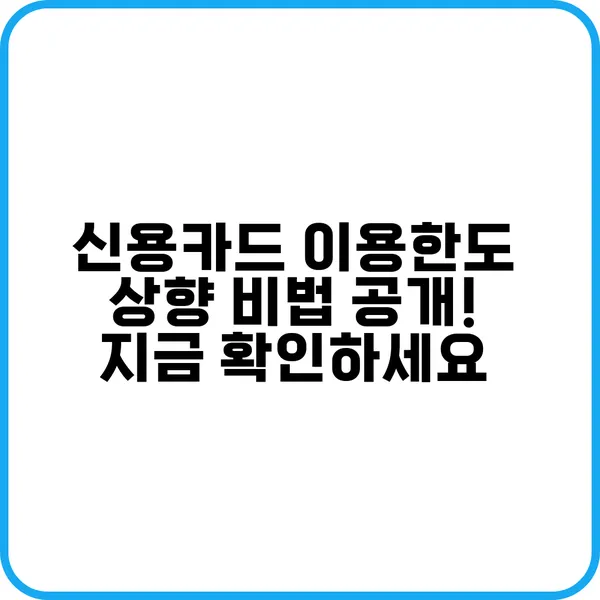 신용카드 이용한도 상향 비법