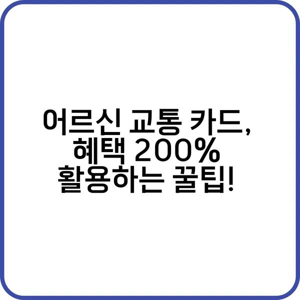 어르신 교통 카드 발급 방법 설명