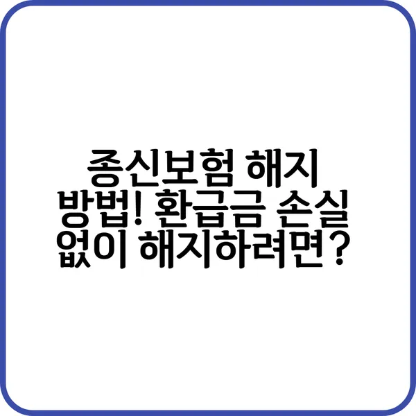 종신보험 해지 방법과 환급금 정보
